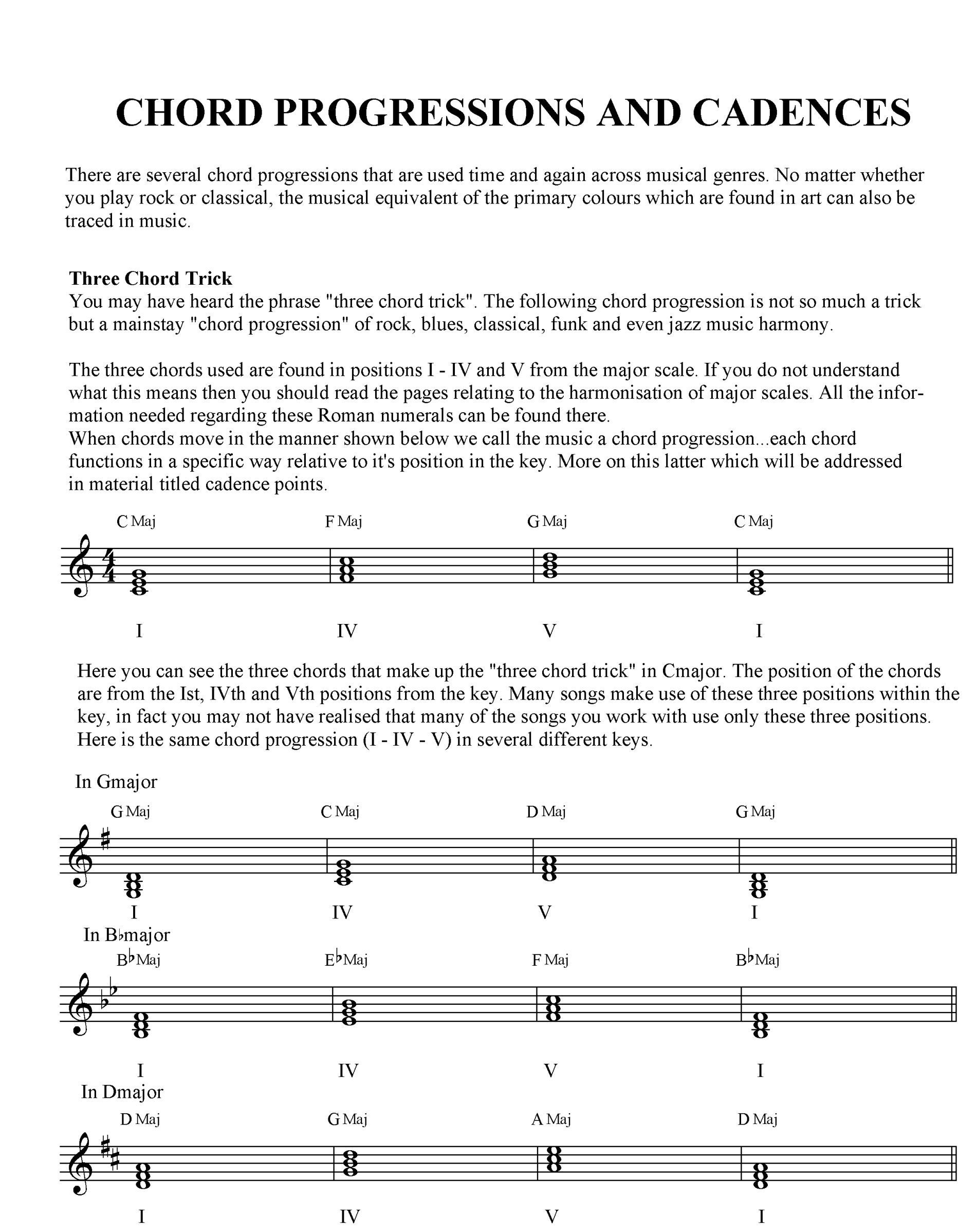 chord functions and cadences