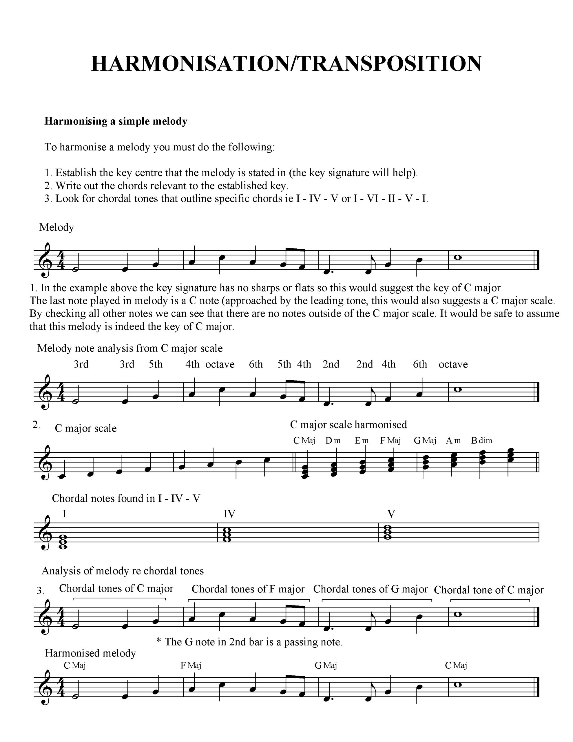 harmonisation & transposition